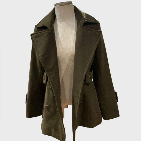 Jessica Simpson Olive Green Military Double Breasted Jacket Coat Women Medium - Picture 5 of 9
